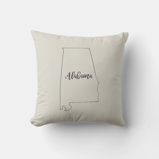 Cojín decorativo del Mapa Estatal de Alabama (Anverso)
