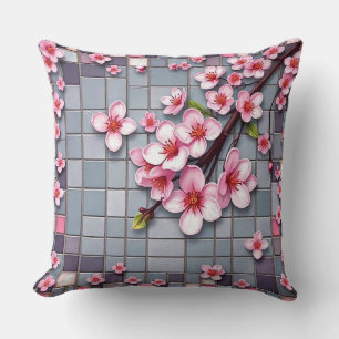 Cojín decorativo del Mosaico con flores de cerezo