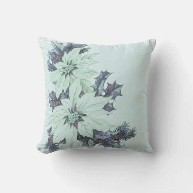 Cojín decorativo del navidad azul y blanco (Anverso)