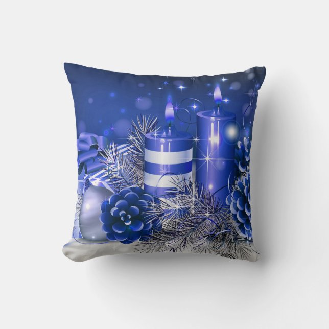 Cojín decorativo del navidad/velas y conos del (Anverso)