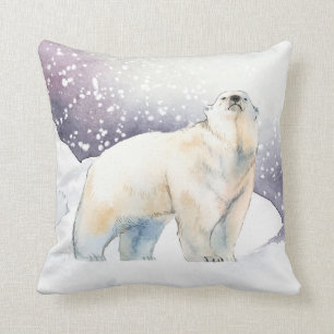 Cojín decorativo del oso polar con nieve de invie