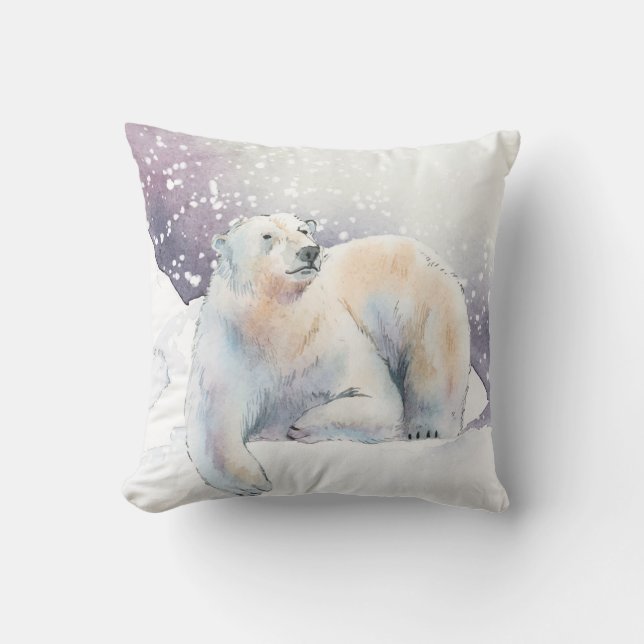Cojín decorativo del oso polar invernal (Anverso)