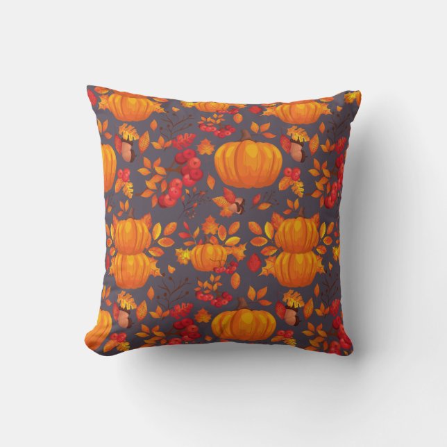 Cojín decorativo del otoño de calabaza (Anverso)