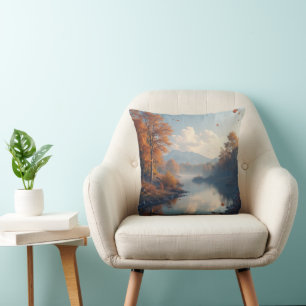 Cojín decorativo del paisaje otoñal