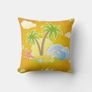 Cojín decorativo del Paraíso Tropical Dorado