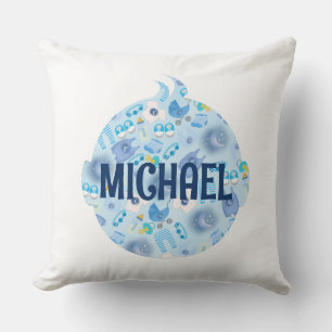 Cojín decorativo del patrón azul del niño de la ca