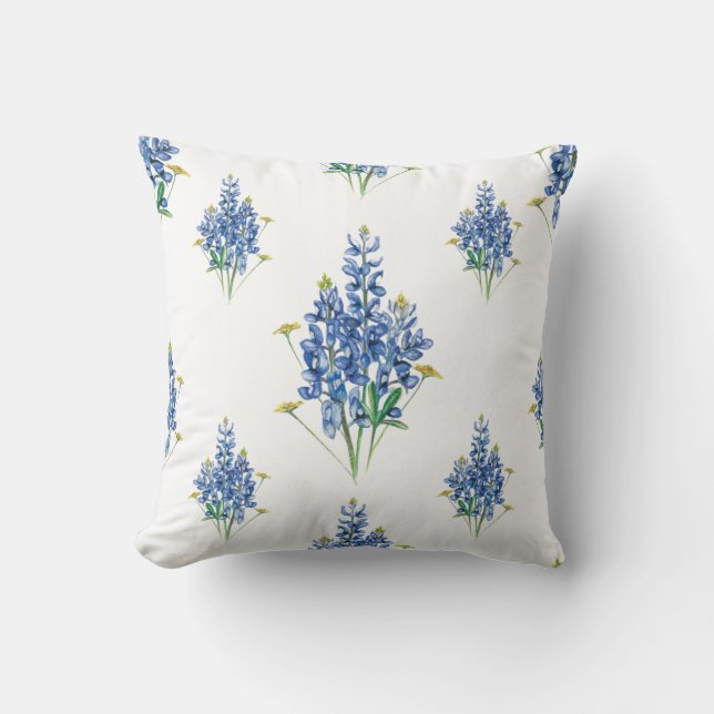 Cojín decorativo del patrón Bluebonnet y Wildflowe (Anverso)