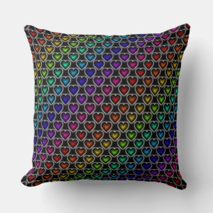 Cojín decorativo del patrón de corazones arcoiris