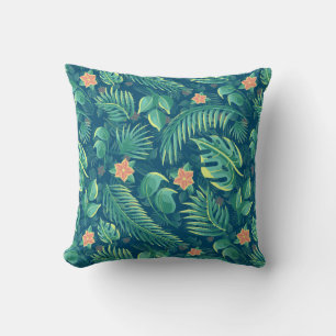 Cojín decorativo del patrón de follaje tropical