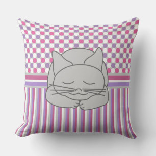 Cojín decorativo del patrón de gato gris durmiente