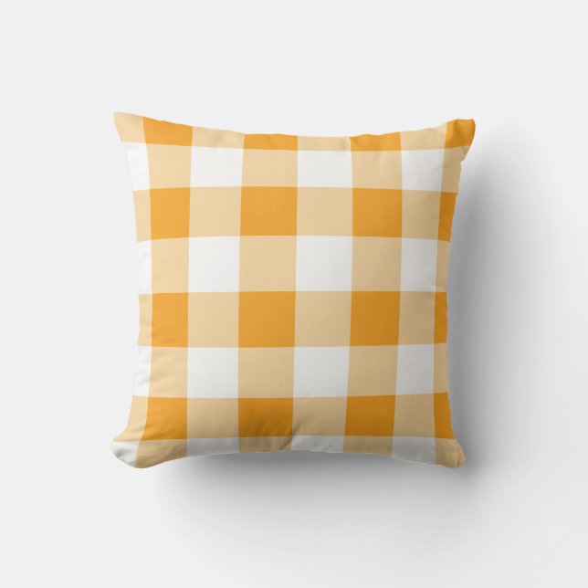 Cojín decorativo del patrón de Gingham amarillo (Anverso)