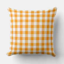Cojín decorativo del patrón de Gingham del Naranja