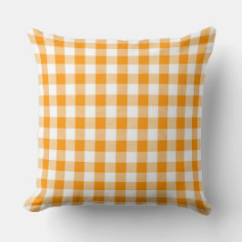 Cojín decorativo del patrón de Gingham del Naranja