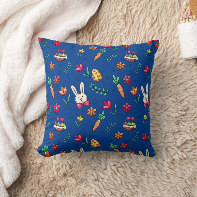 Cojín decorativo del patrón de Pascua Azul Profund (Manta)