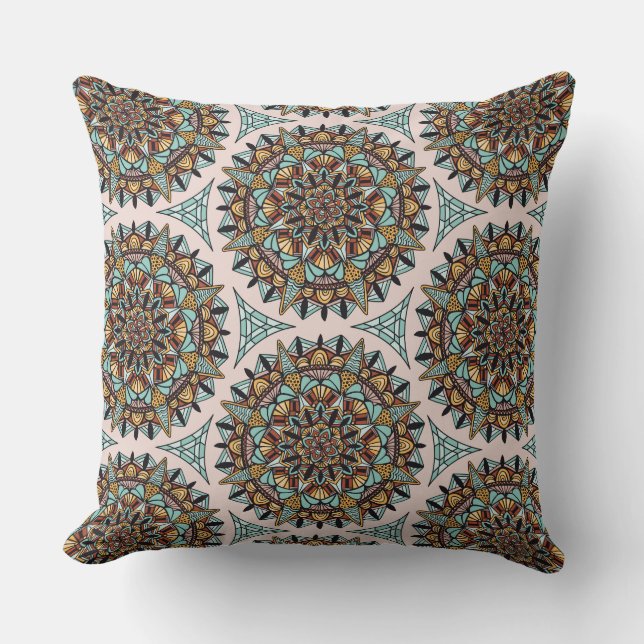 Cojín decorativo del patrón Deco Mandala (Anverso)