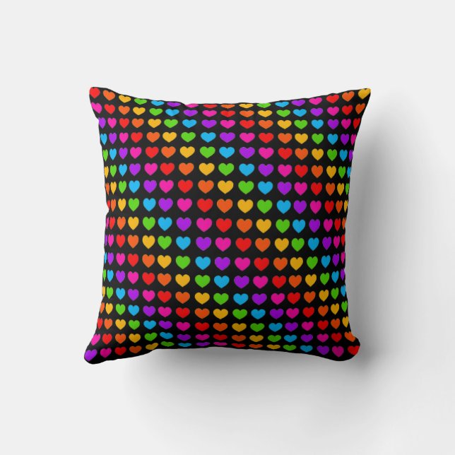 Cojín decorativo del patrón del corazón arcoiris (Reverso)