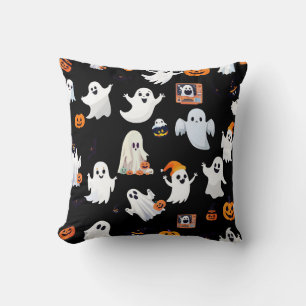 Cojín decorativo del patrón fantasma de la bruja d