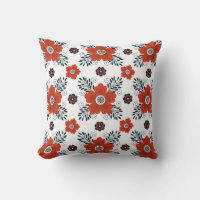 Cojín decorativo del patrón floral rojo
