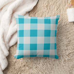 Cojín decorativo Del Patrón Gingham Gris Y Azul