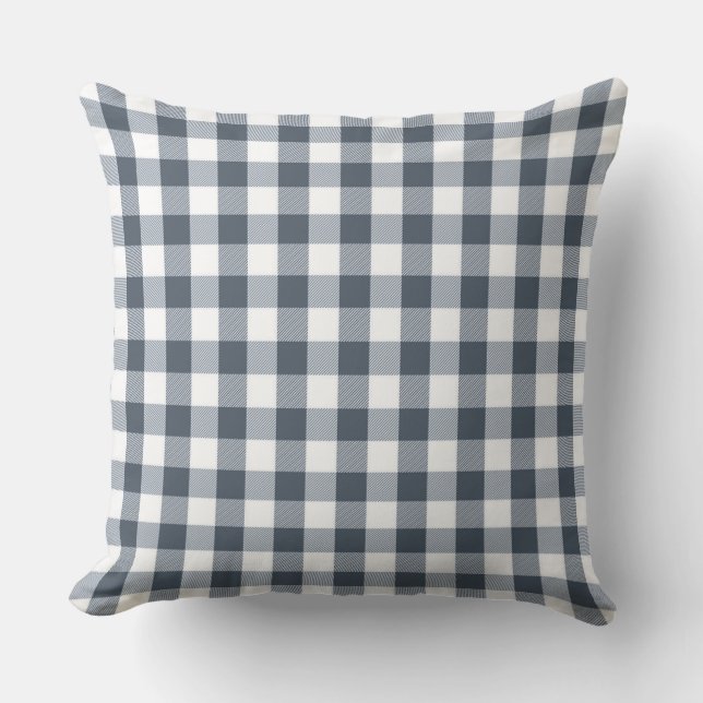 Cojín decorativo del patrón Gray Gingham clásico (Anverso)