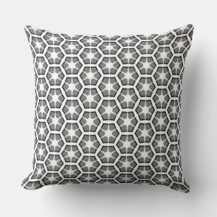 Cojín decorativo del patrón hexágono gris y blanco