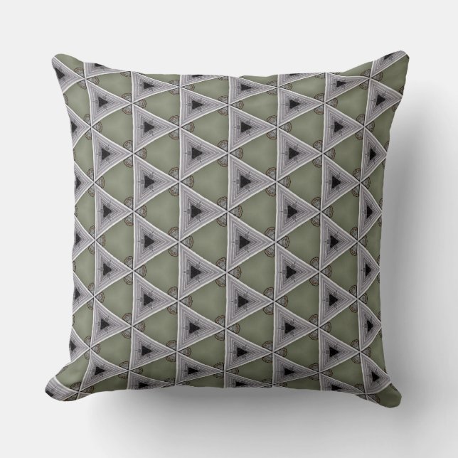 Cojín decorativo del patrón triangular en capas gr (Anverso)