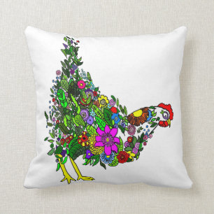 Cojín decorativo del pollo de la flor