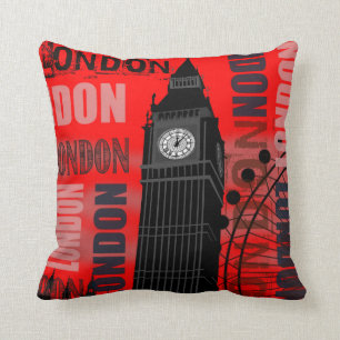 Cojín decorativo del rojo de Londres Big Ben