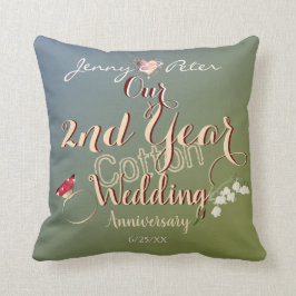 Cojín decorativo del segundo aniversario del Boda 
