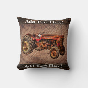 Cojín decorativo del Tractor Rojo Antiguo
