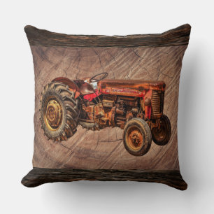 Cojín decorativo del Tractor Rojo Antiguo
