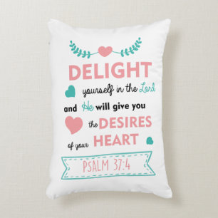 Cojín Decorativo Deléitate en el Señor Versículo de la Biblia Crist