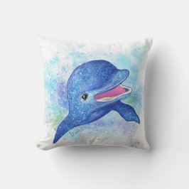 Cojín Decorativo Delfín azul brillante hermoso
