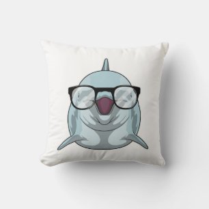 Cojín Decorativo Delfín como nerd con lentes