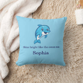 Cojín Decorativo Delfín de dibujos animados azul feliz lindo Criatu