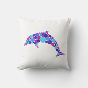 Cojín Decorativo Delfín de lunares Colorido Animal Marino Abstracto