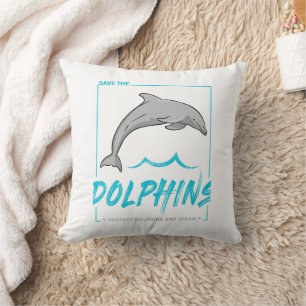 Cojín Decorativo Delfín Protege La Porpoise Y La Vintage Oceánica
