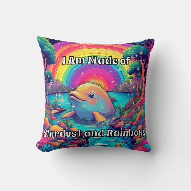 Cojín Decorativo Delfín psicodélico: Estoy hecho de dolor y estupid (Anverso)