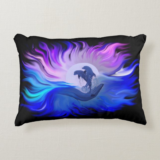 Cojín Decorativo Delfines en la luna (Anverso)