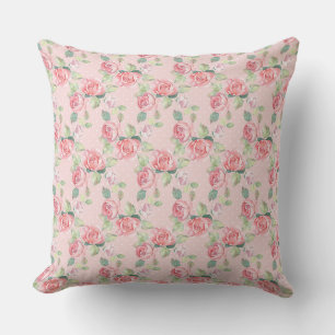 Cojín Decorativo Delicado diseño de patrones florales rosados Rosa