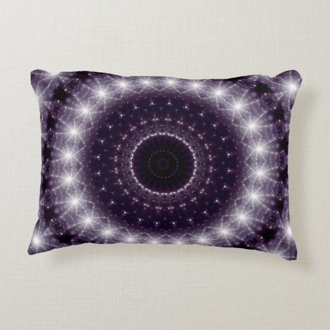 Cojín Decorativo Delicado patrón de encaje blanco y negro (Reverso)