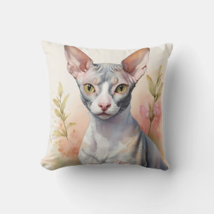Cojín Decorativo Delicado retrato de color de agua cornish Rex