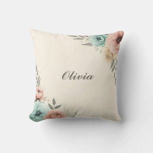 Cojín Decorativo Delicados Flores Sketchy Acuarela 