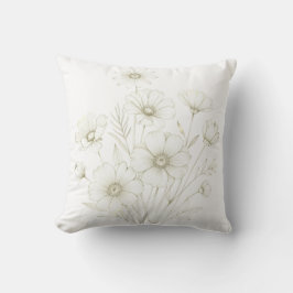 Cojín Decorativo Delicate Cosmos Bouquet Line Art Grace