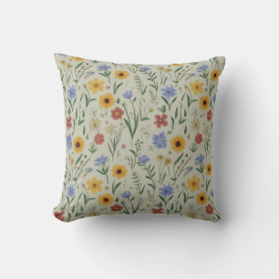 Cojín Decorativo Delicate Pastel Meadow Flor silvestre Motif Botáni