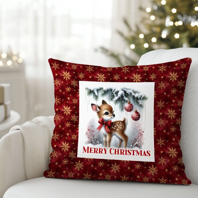Cojín Decorativo Delicate winter scene baby fawn Christmas pillow  (Delicate winter scene baby fawn Christmas pillow (51))