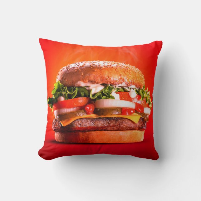 Cojín Decorativo Deliciosa hamburguesa de queso de carne (Anverso)