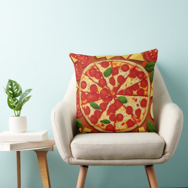 Cojín Decorativo Deliciosa pizza tomate vegano queso brillante (Silla)