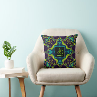 Cojín Decorativo Delight Purple Verde azulada Green Monograma