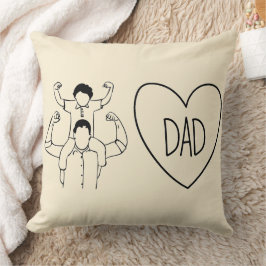 Cojín Decorativo Delineado de corazón de paseo en hombros de papá f